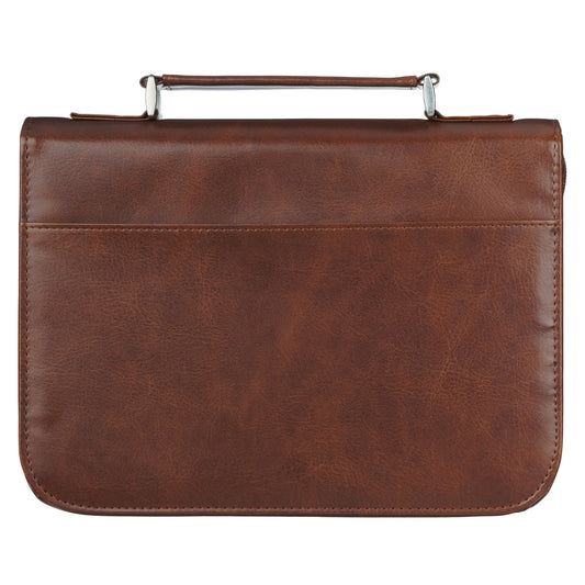 Large- The Lord is My Strength Lion Honey-brown Faux Leather Classic Bible Cover - Exodus 15:2