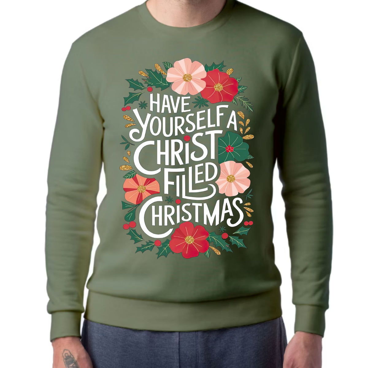Have yourself a Christ filled Christmas Crewneck