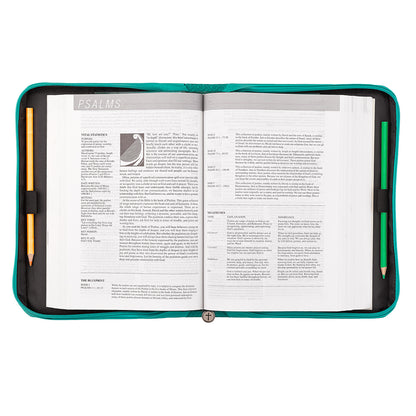 Grace Butterfly Blessings Teal Faux Leather Fashion Bible Cover LARGE - Ephesians 2:8