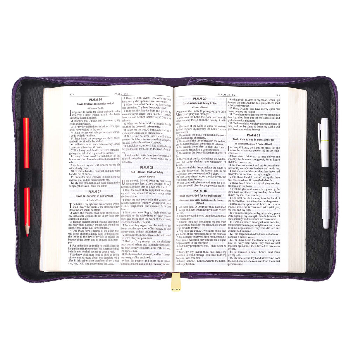 Amazing Grace Purple Faux Leather Fashion Bible Cover