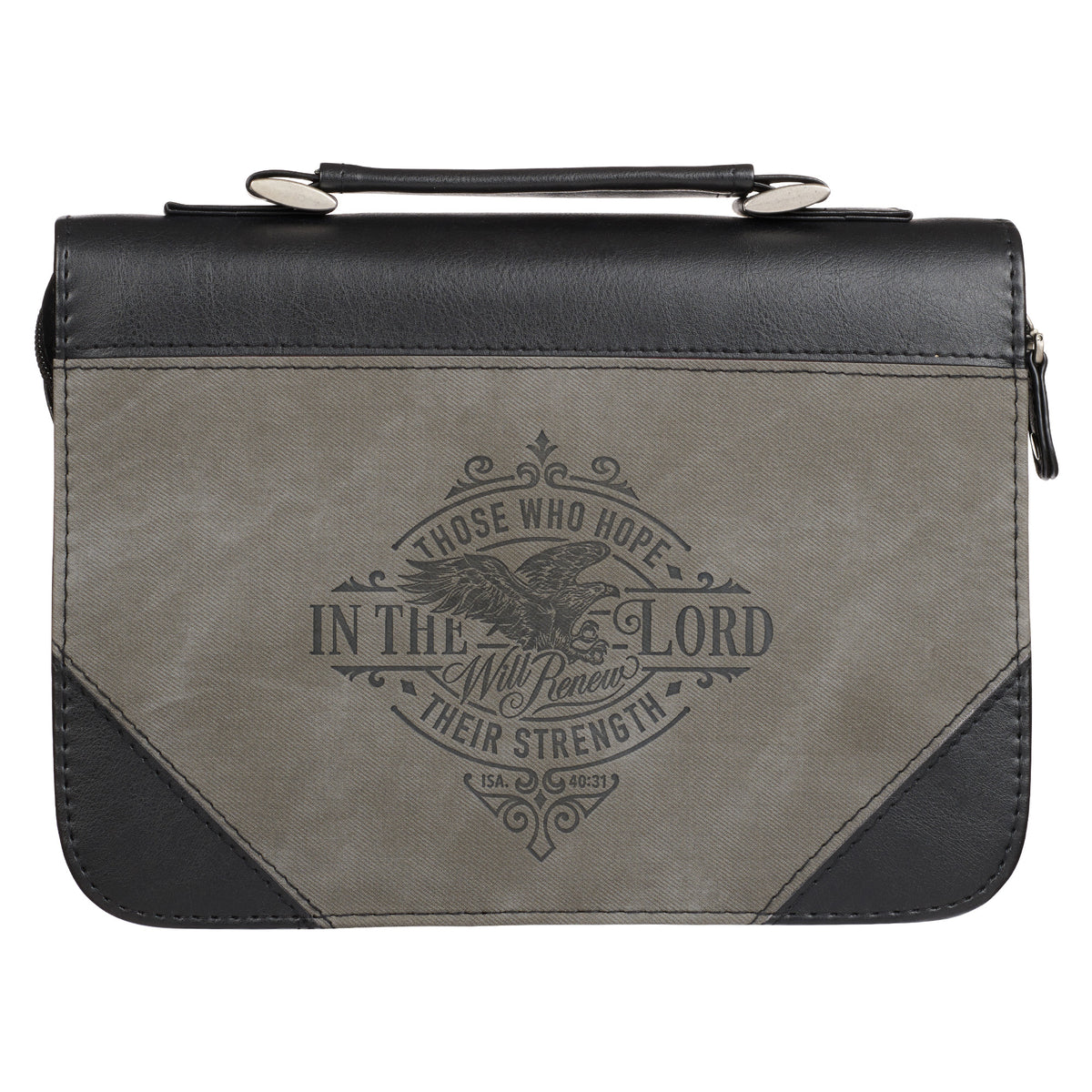 Bible Cover Classic Gray/Black Hope in the Lord Isa. 40:31 LARGE