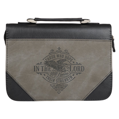 Bible Cover Classic Gray/Black Hope in the Lord Isa. 40:31 LARGE