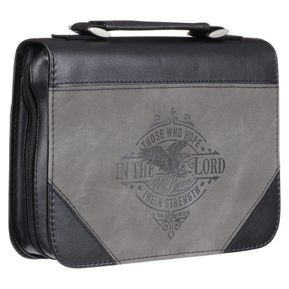 Bible Cover Classic Gray/Black Hope in the Lord Isa. 40:31 LARGE