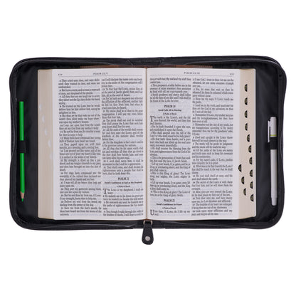 Bible Cover Classic Gray/Black Hope in the Lord Isa. 40:31 LARGE