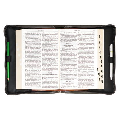 All Things Filigree Gray Faux Leather Classic Bible Cover LARGE- Philippians 4:13