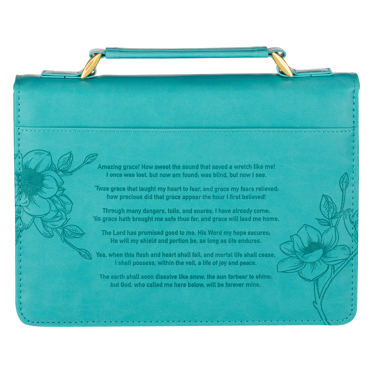 Amazing Grace Floral Teal Faux Leather Fashion Bible Cover- LARGE