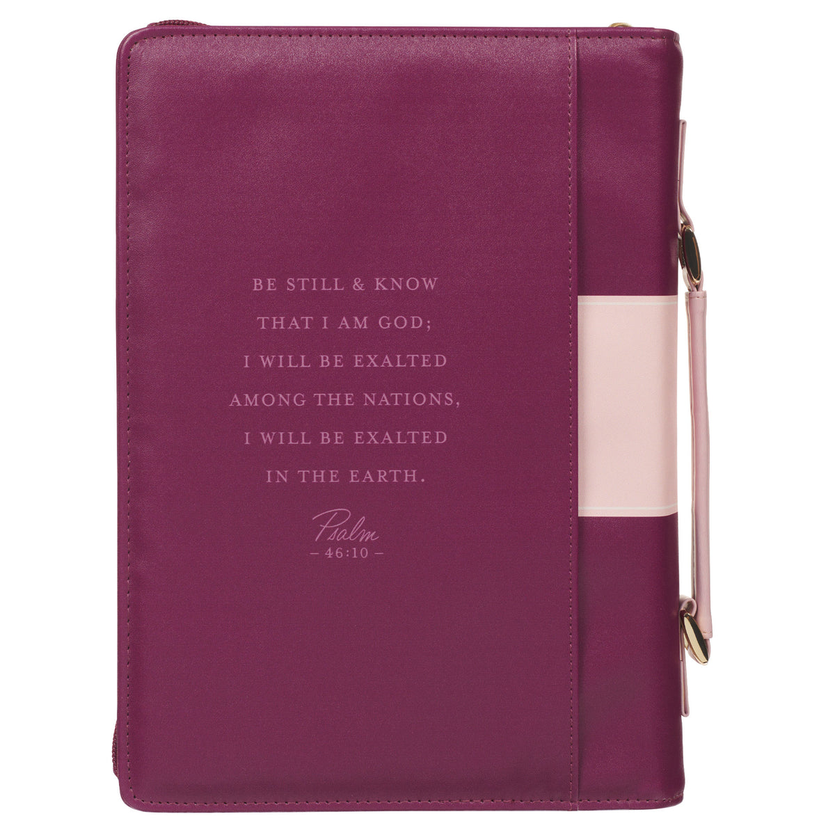 Large- Be Still and Know Pearlescent Plum Fashion Bible Cover - Psalm 46:10