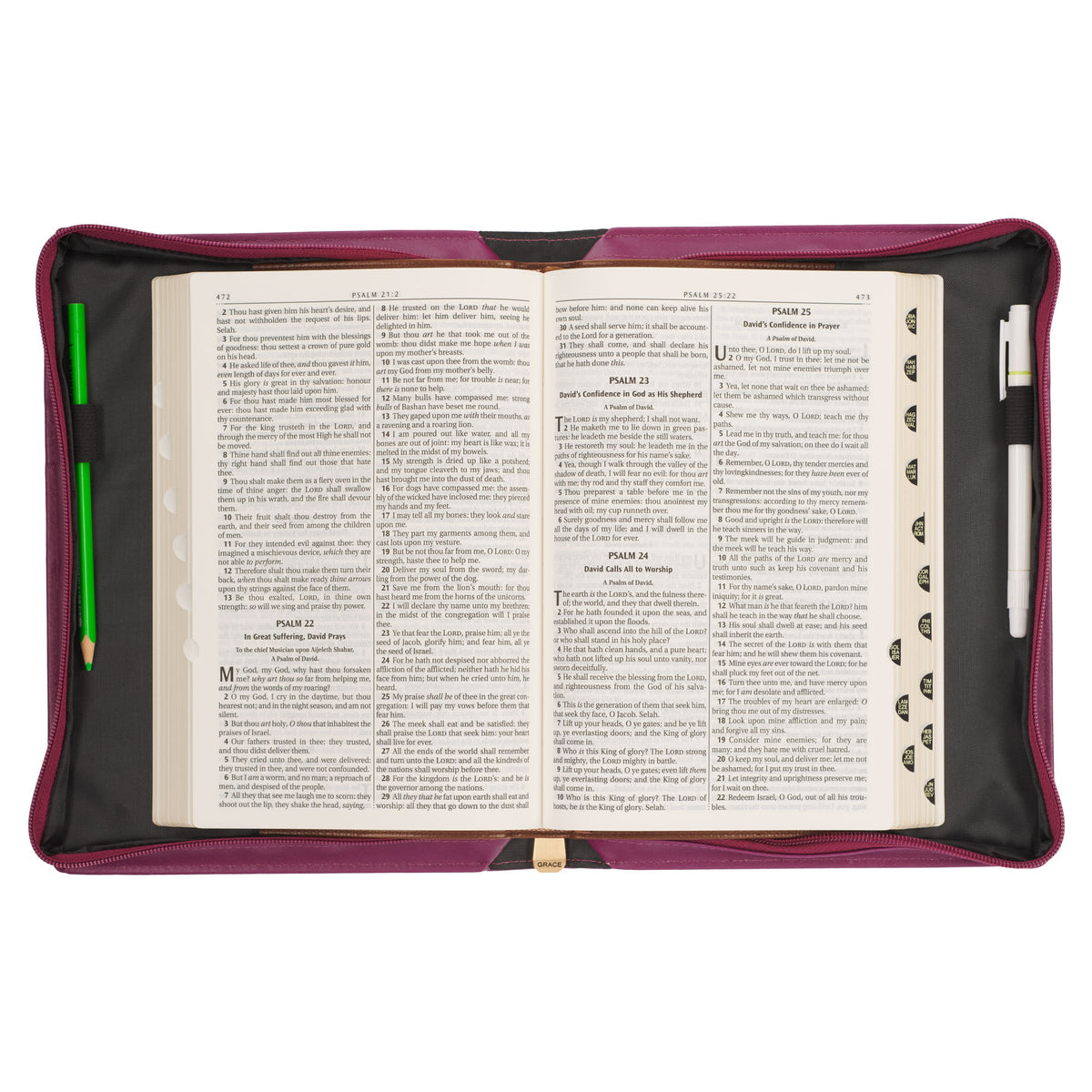 Large- Be Still and Know Pearlescent Plum Fashion Bible Cover - Psalm 46:10