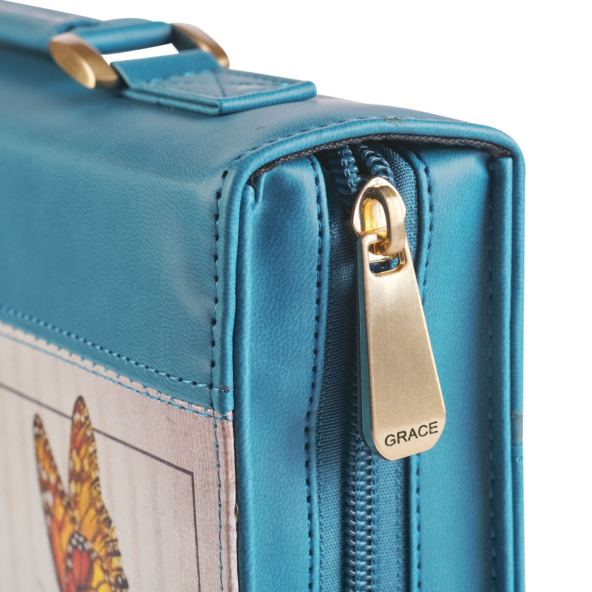 Large- Hope in the LORD Floral Mediterranean Blue Faux Leather Fashion Bible Cover