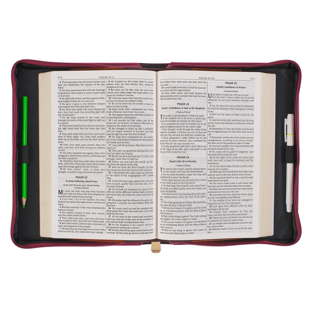 Large- Trust in the Lord Floral Pomegranate Red Faux Leather Fashion Bible Cover - Proverbs 3:5