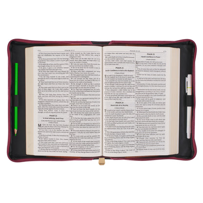 Large- Trust in the Lord Floral Pomegranate Red Faux Leather Fashion Bible Cover - Proverbs 3:5
