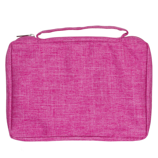 Large- Raspberry Pink Poly-canvas Value Bible Cover with Ichthus Patchv