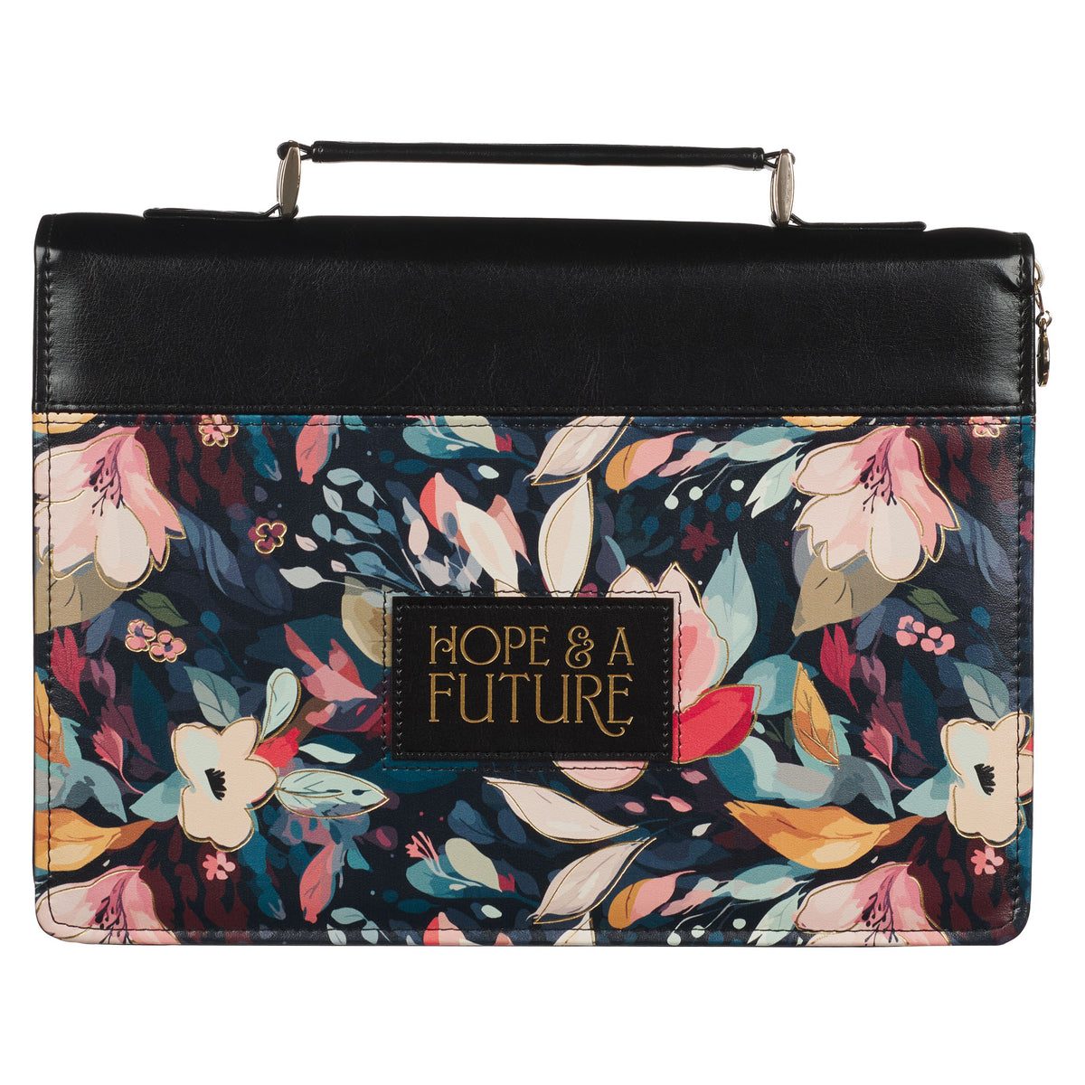 Hope and a Future Botanical Midnight Faux Leather Fashion Bible Cover - Jeremiah 29:11