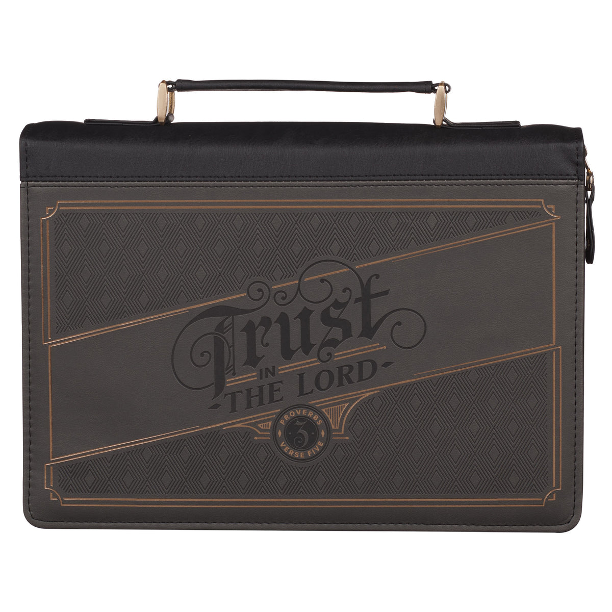 Trust in the Lord Charcoal Faux Leather Bible Cover MEDIUM - Proverbs 3:5