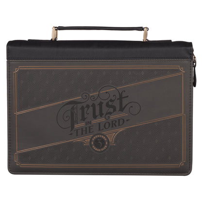 Trust in the Lord Charcoal Faux Leather Bible Cover MEDIUM - Proverbs 3:5