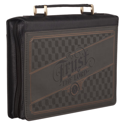 Trust in the Lord Charcoal Faux Leather Bible Cover MEDIUM - Proverbs 3:5