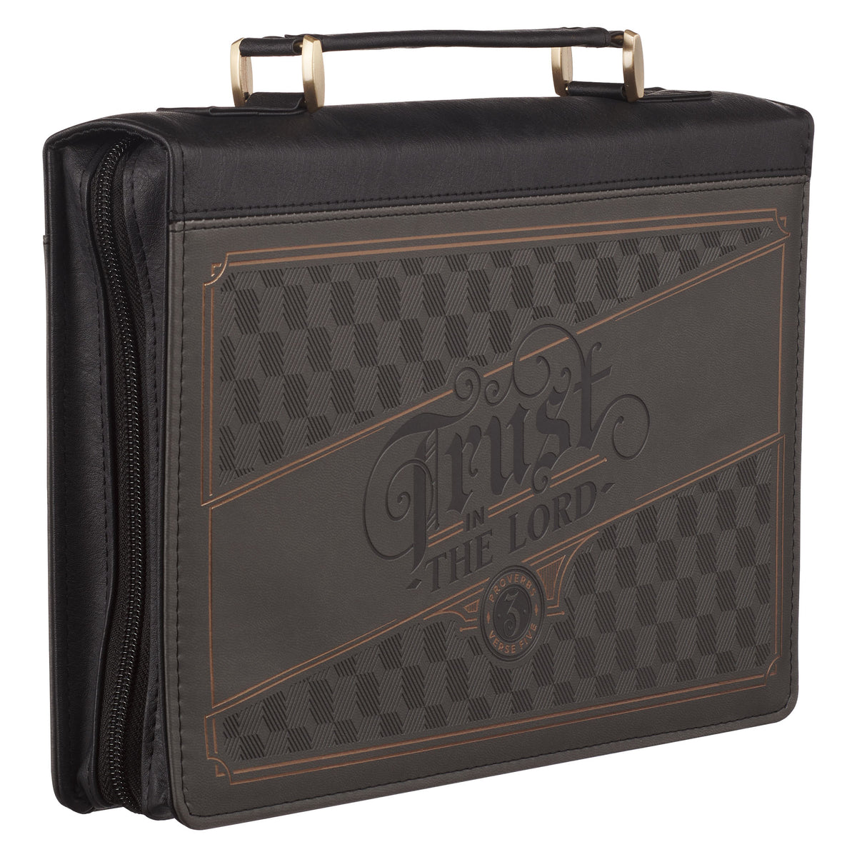 Trust in the Lord Charcoal Faux Leather Bible Cover- LARGE - Proverbs 3:5