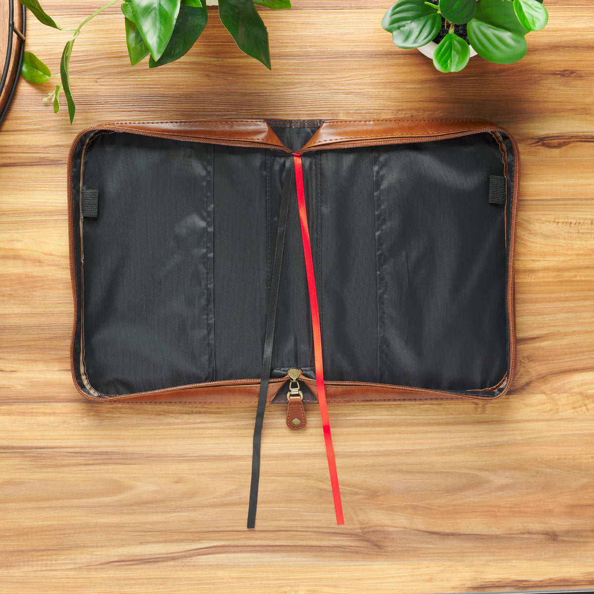 Man of God Honey-Brown and Espresso Faux Leather Bible Cover - LARGE- 1 Timothy 6:11