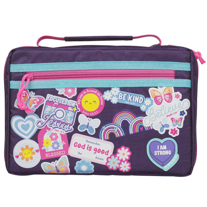 Shine For Jesus Stickers Purple Fashion Bible Cover - MEDIUM-  Proverbs 31:25