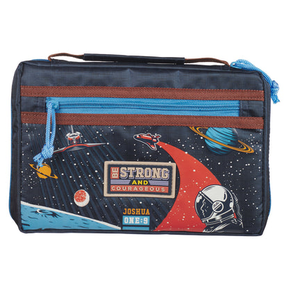 Strong and Courageous Blue Space Fashion Bible Cover - MEDIUM- Joshua 1:9