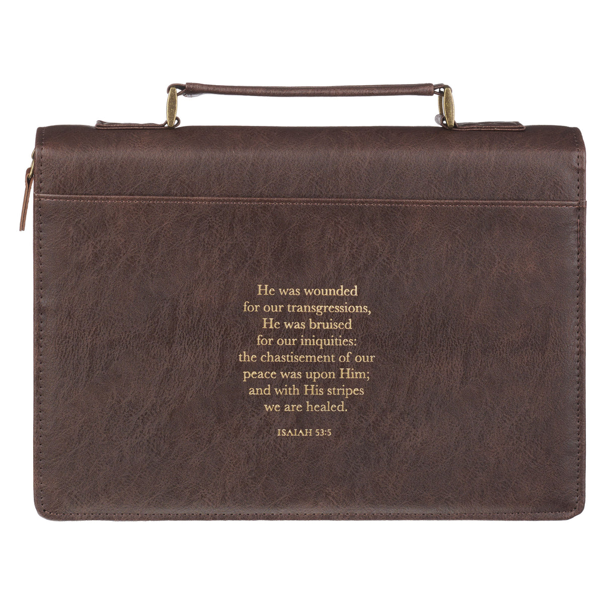 Large- Crown of Thorns Brown Faux Leather Classic Bible Cover - Isaiah 53:3