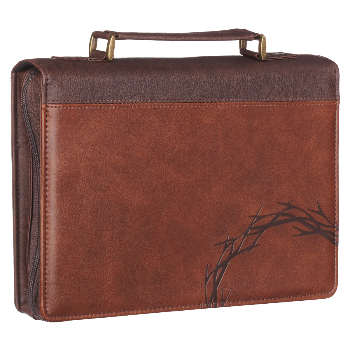 Large- Crown of Thorns Brown Faux Leather Classic Bible Cover - Isaiah 53:3