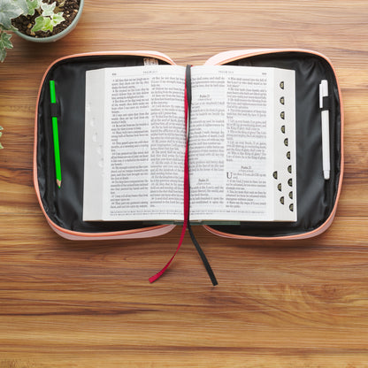 Large- He Restores My Soul Gray Faux Leather Fashion Bible Cover - Psalm 23:3