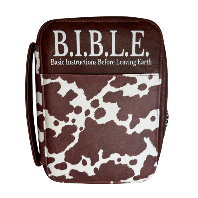 Cow Print Bible Case - Christian Bible Case - Western Bible Cover - Leather Bible Cover - Cow Print Bible Cover - Christian Gift