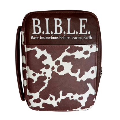 Cow Print Bible Case - Christian Bible Case - Western Bible Cover - Leather Bible Cover - Cow Print Bible Cover - Christian Gift