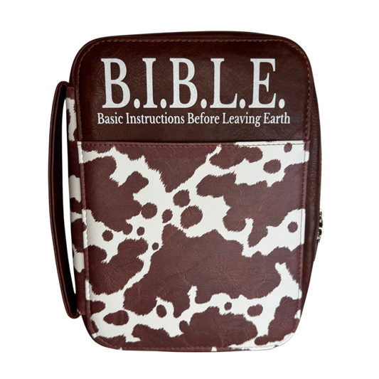 Cow Print Bible Case - Christian Bible Case - Western Bible Cover - Leather Bible Cover - Cow Print Bible Cover - Christian Gift