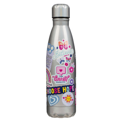 Shine for Jesus Silver Stainless Steel Water Bottle
