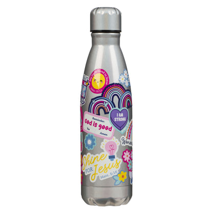 Shine for Jesus Silver Stainless Steel Water Bottle