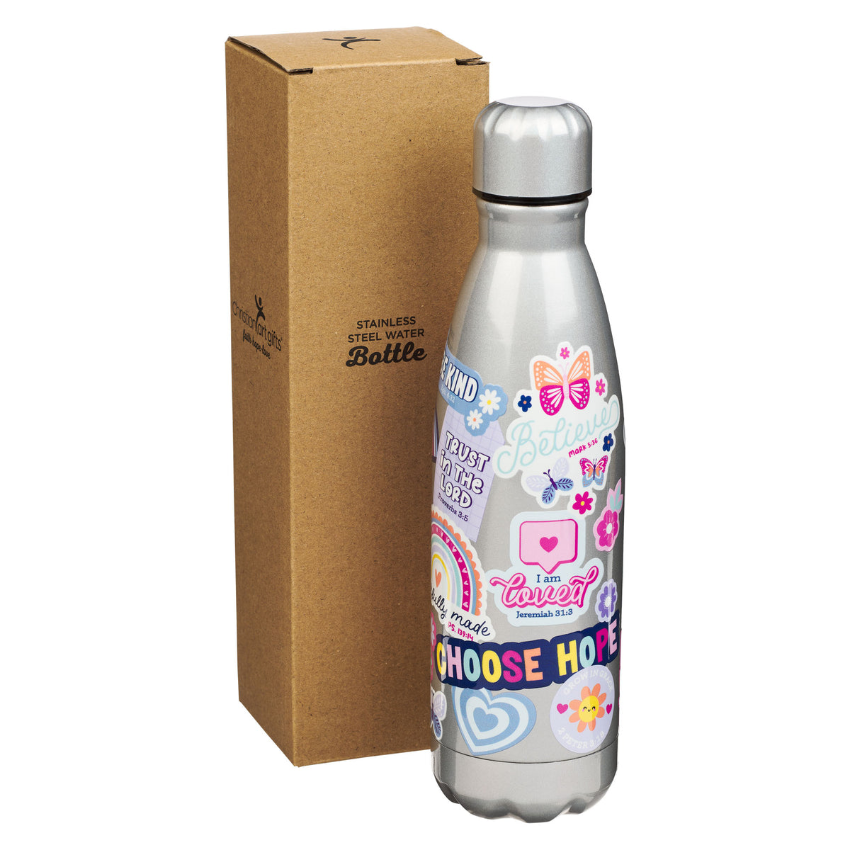 Shine for Jesus Silver Stainless Steel Water Bottle