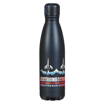 Be Strong and Courageous Blue Space Stainless Steel Water Bottle - Joshua 1:9