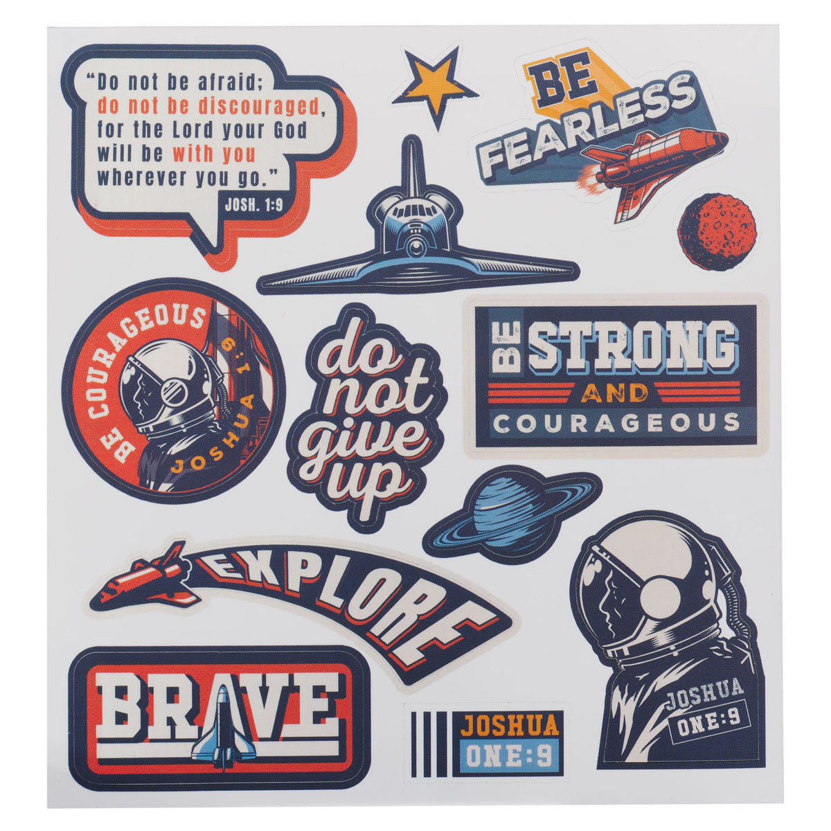 Strong and Courageous Blue Stainless Steel Water Bottle - Joshua 1:9