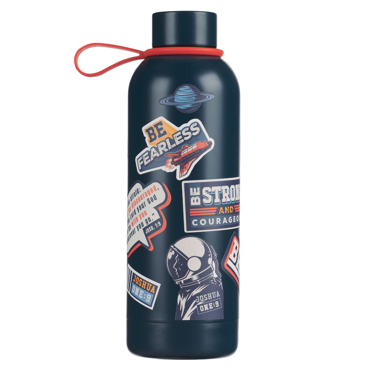 Strong and Courageous Blue Stainless Steel Water Bottle - Joshua 1:9