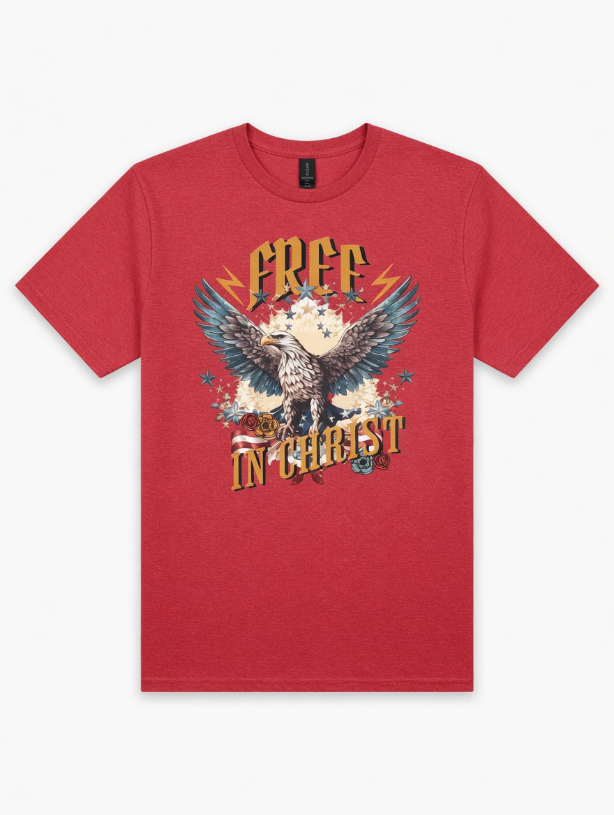 RTS "Free in Christ" Tee | L - Heather Red