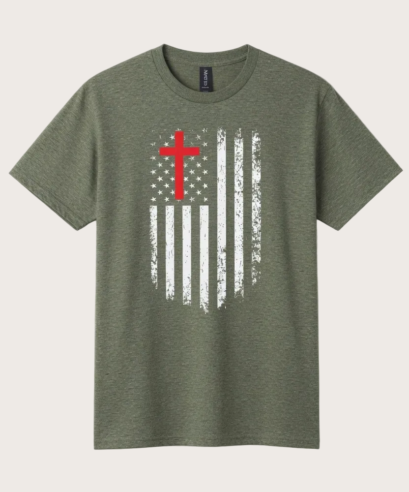 RTS "Stars, Stripes & Salvation" Tee | M - Heather Green