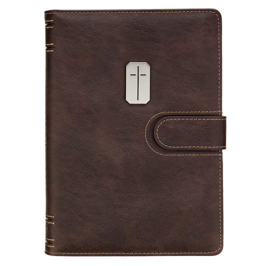Man of God Espresso Brown Faux Leather Journal Cover with Magnetic Closure