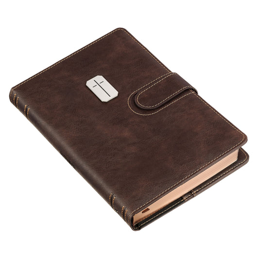 Man of God Espresso Brown Faux Leather Journal Cover with Magnetic Closure
