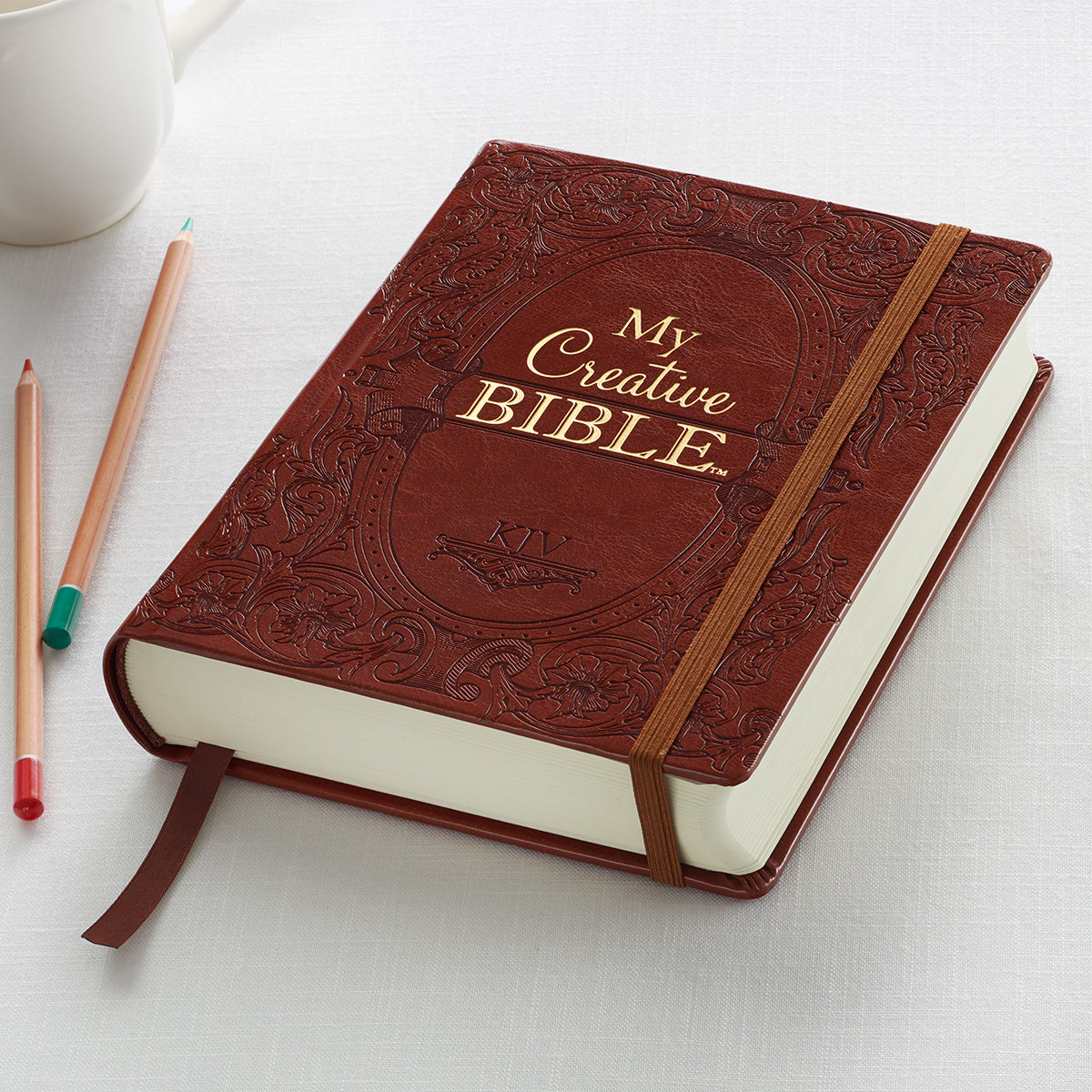 Saddle Tan Faux Leather Hardcover KJV My Creative Bible