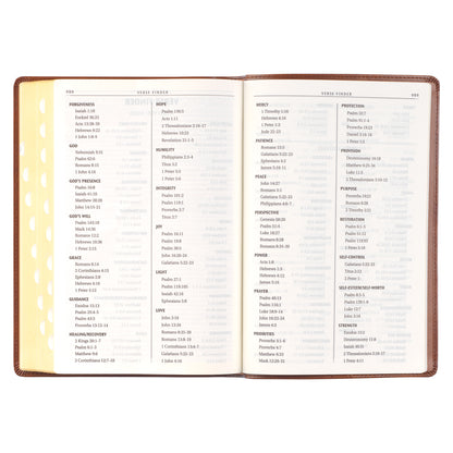Antiqued Brown Faux Leather Large Print Thinline King James Version Bible with Thumb Index