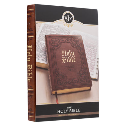 Antiqued Brown Faux Leather Large Print Thinline King James Version Bible with Thumb Index