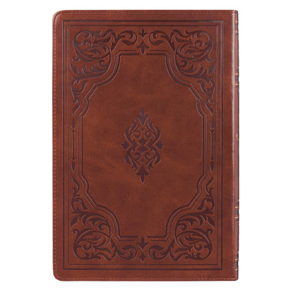 Antiqued Brown Faux Leather Large Print Thinline King James Version Bible with Thumb Index
