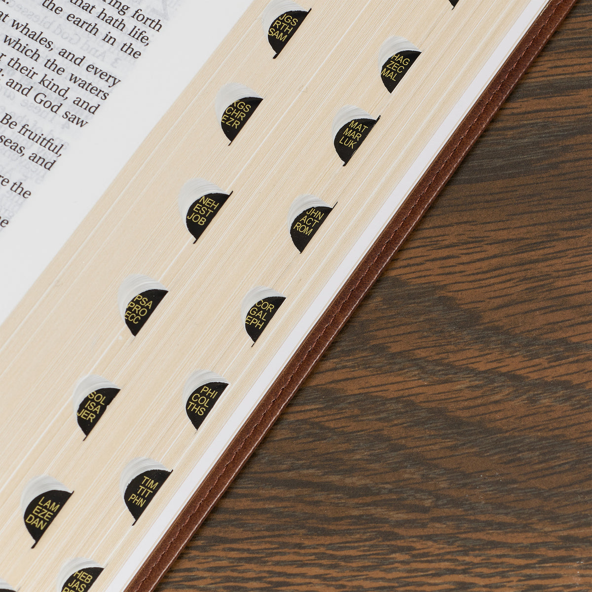 Antiqued Brown Faux Leather Large Print Thinline King James Version Bible with Thumb Index