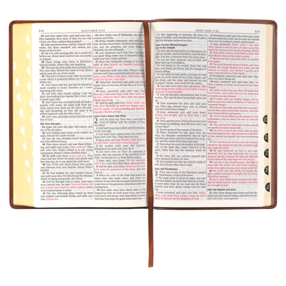 Antiqued Brown Faux Leather Large Print Thinline King James Version Bible with Thumb Index