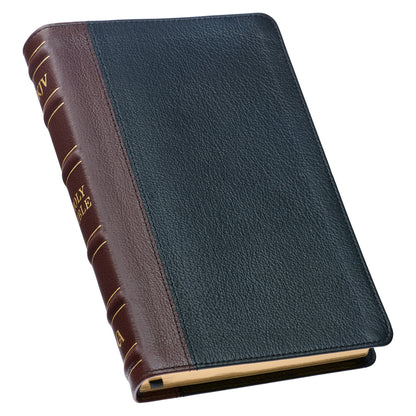 Two-tone Brown and Black Full Grain Leather King James Version Deluxe Gift Bible