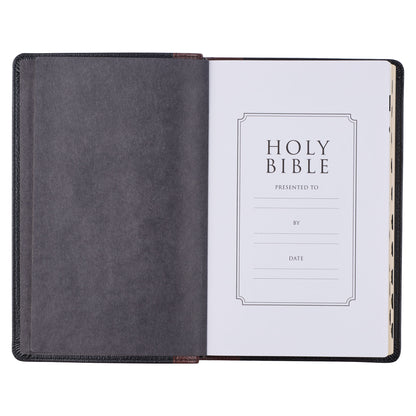 Two-tone Brown and Black Full Grain Leather King James Version Deluxe Gift Bible