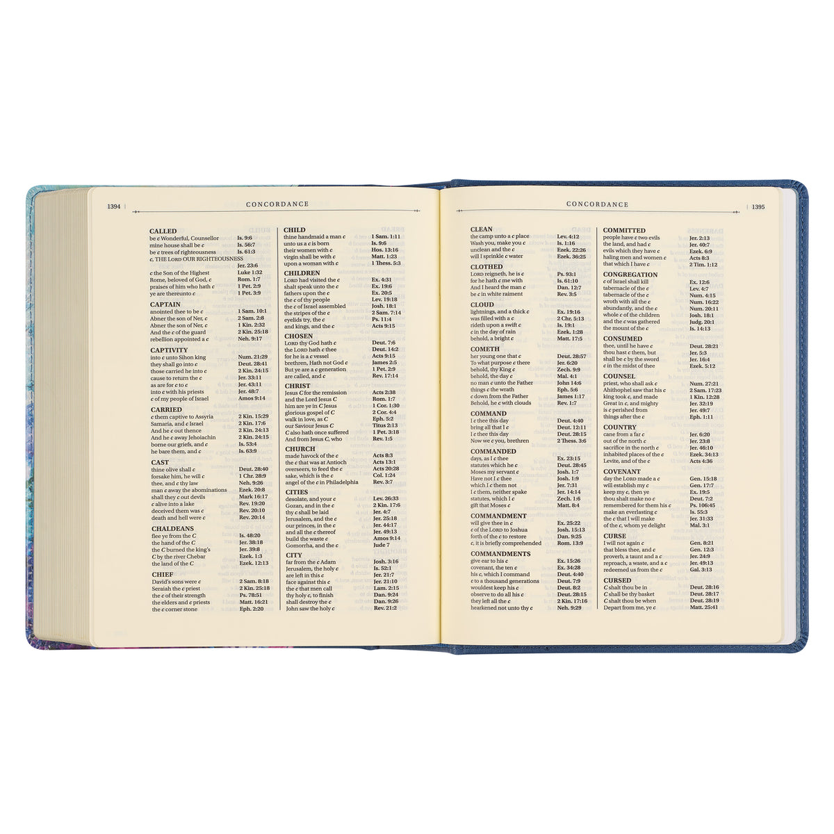 Blue Floral Faux Leather Hardcover Note-taking Bible