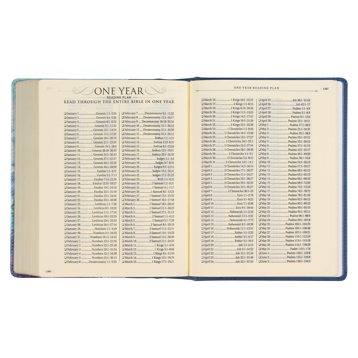 Blue Floral Faux Leather Hardcover Note-taking Bible